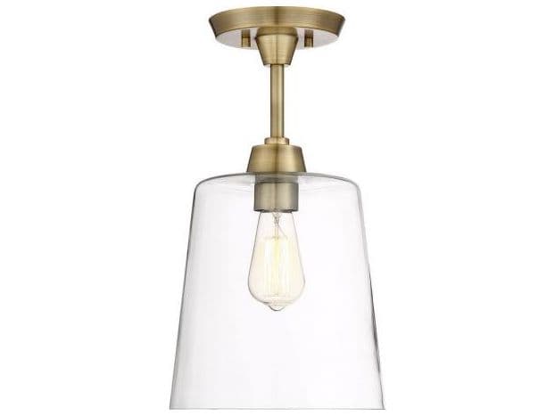 Savoy House Meridian 1-Light Natural Brass Glass Empire Semi Flush Mount