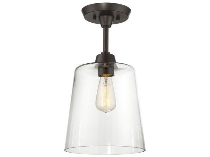 Savoy House Meridian 1-Light Oil Rubbed Bronze Glass Empire Semi Flush Mount