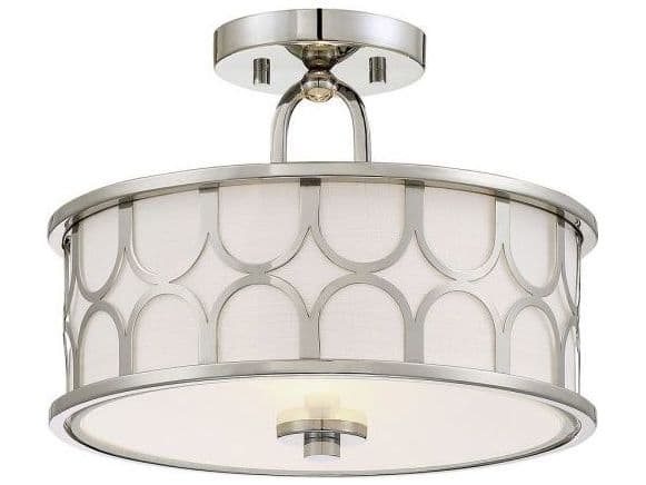 Savoy House Meridian 2-Light Polished Nickel Drum Semi Flush Mount