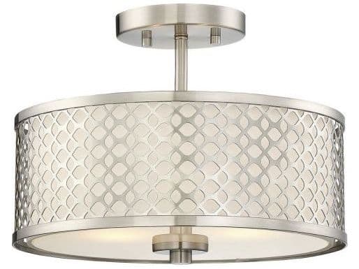 Savoy House Meridian 2-Light Brushed Nickel Drum Semi Flush Mount
