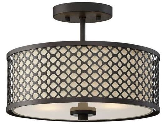 Savoy House Meridian 2-Light Oil Rubbed Bronze Drum Geometric Semi Flush Mount