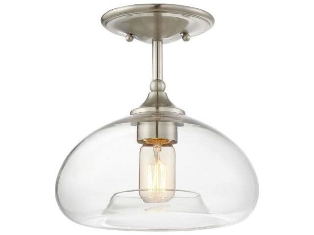 Savoy House Meridian 1-Light Brushed Nickel Glass Dome Semi Flush Mount