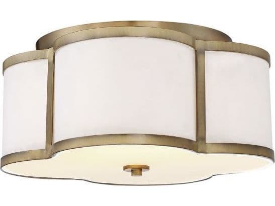 Savoy House Meridian 3-Light Natural Brass Drum Semi Flush Mount