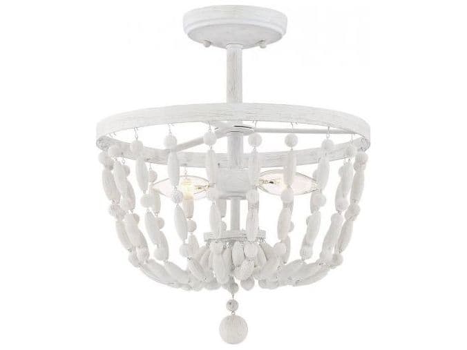 Savoy House Meridian 2-Light Distressed Wood White Semi Flush Mount