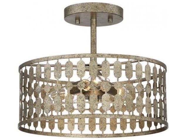 Savoy House Meridian 3-Light Antique Gold Drum Semi Flush Mount