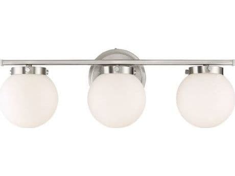 Savoy House Meridian 3-Light Brushed Nickel Glass Vanity Light