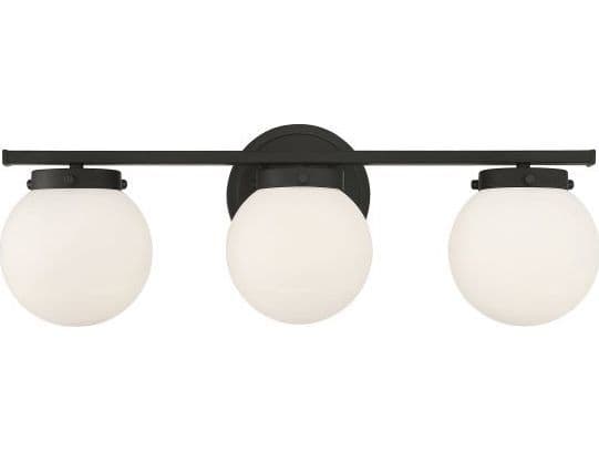 Savoy House Meridian 3-Light Matte Black Glass Vanity Light