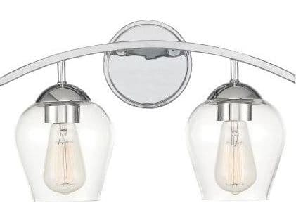 Savoy House Meridian 2-Light Chrome Glass Vanity Light