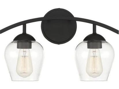 Savoy House Meridian 2-Light Matte Black Glass Vanity Light