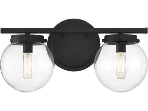 Savoy House Meridian 2-Light Matte Black Glass Vanity Light