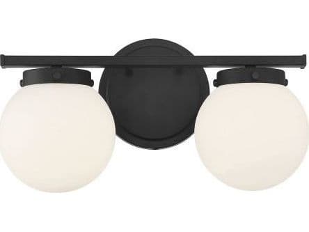 Savoy House Meridian 2-Light Matte Black Glass Vanity Light