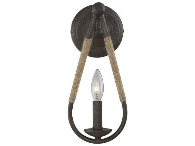 Savoy House Meridian 1-Light Rusty Nail Rope Black Wall Sconce