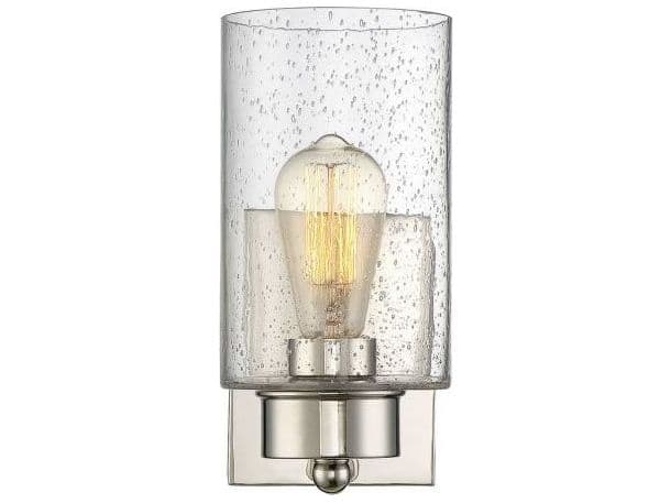 Savoy House Meridian 1-Light Polished Nickel Glass Wall Sconce