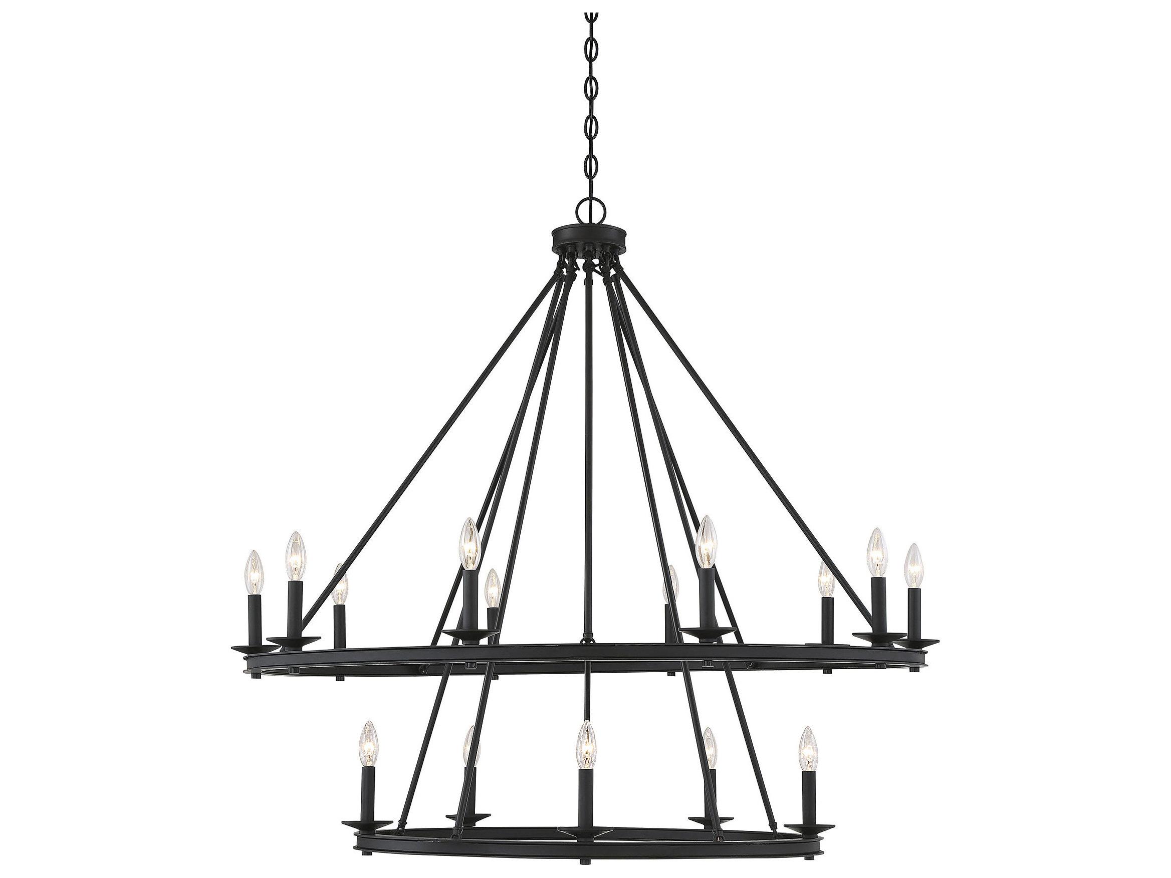 Savoy House Middleton 15-Light Matte Black Candelabra Tiered Chandelier