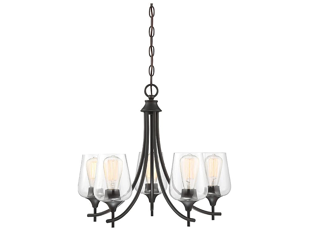 Savoy House Octave 5-Light English Bronze Glass Chandelier