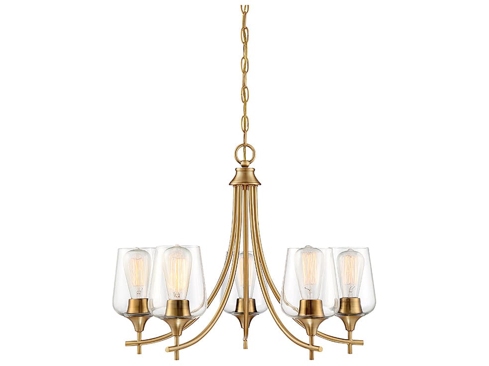 Savoy House Octave 5-Light Warm Brass Glass Chandelier