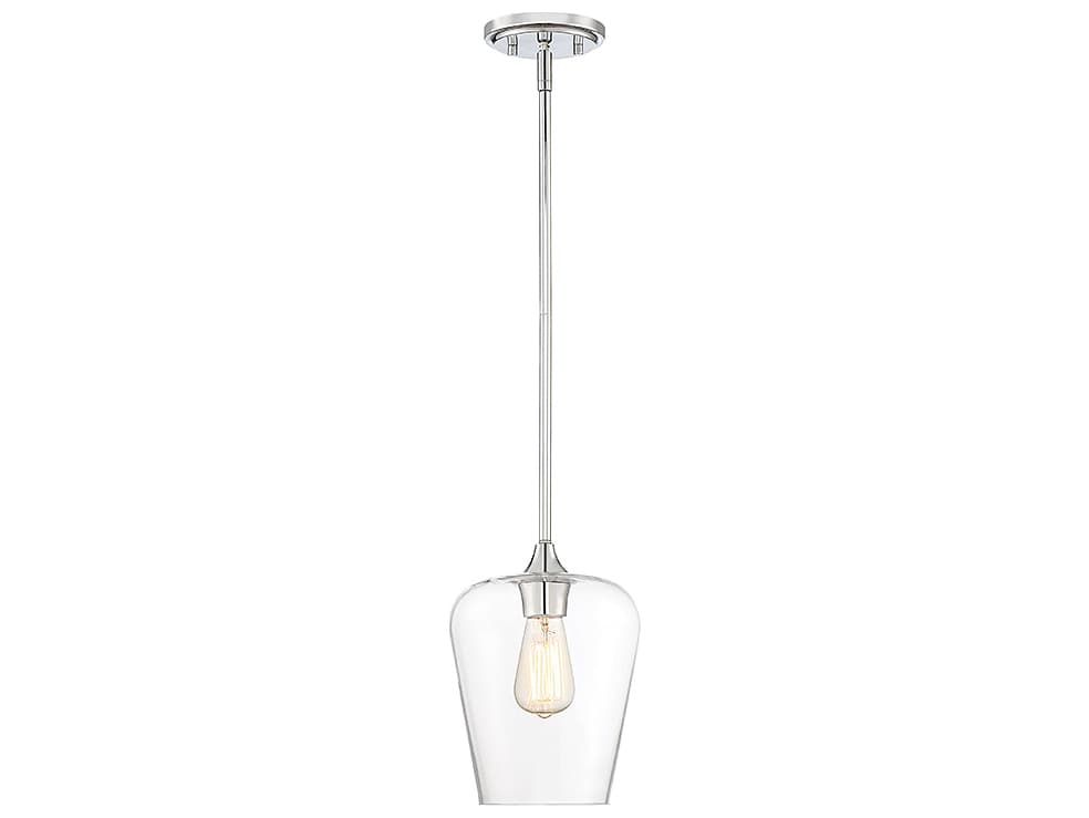Savoy House Octave 1-Light Polished Chrome Glass Bell Mini Pendant