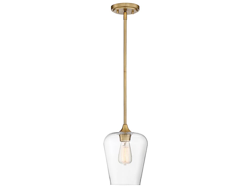 Savoy House Octave 1-Light Warm Brass Glass Bell Mini Pendant
