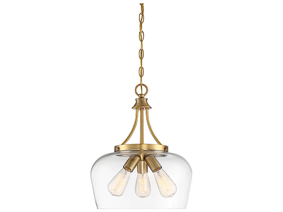 Savoy House Octave 3-Light Warm Brass Glass Bowl Pendant