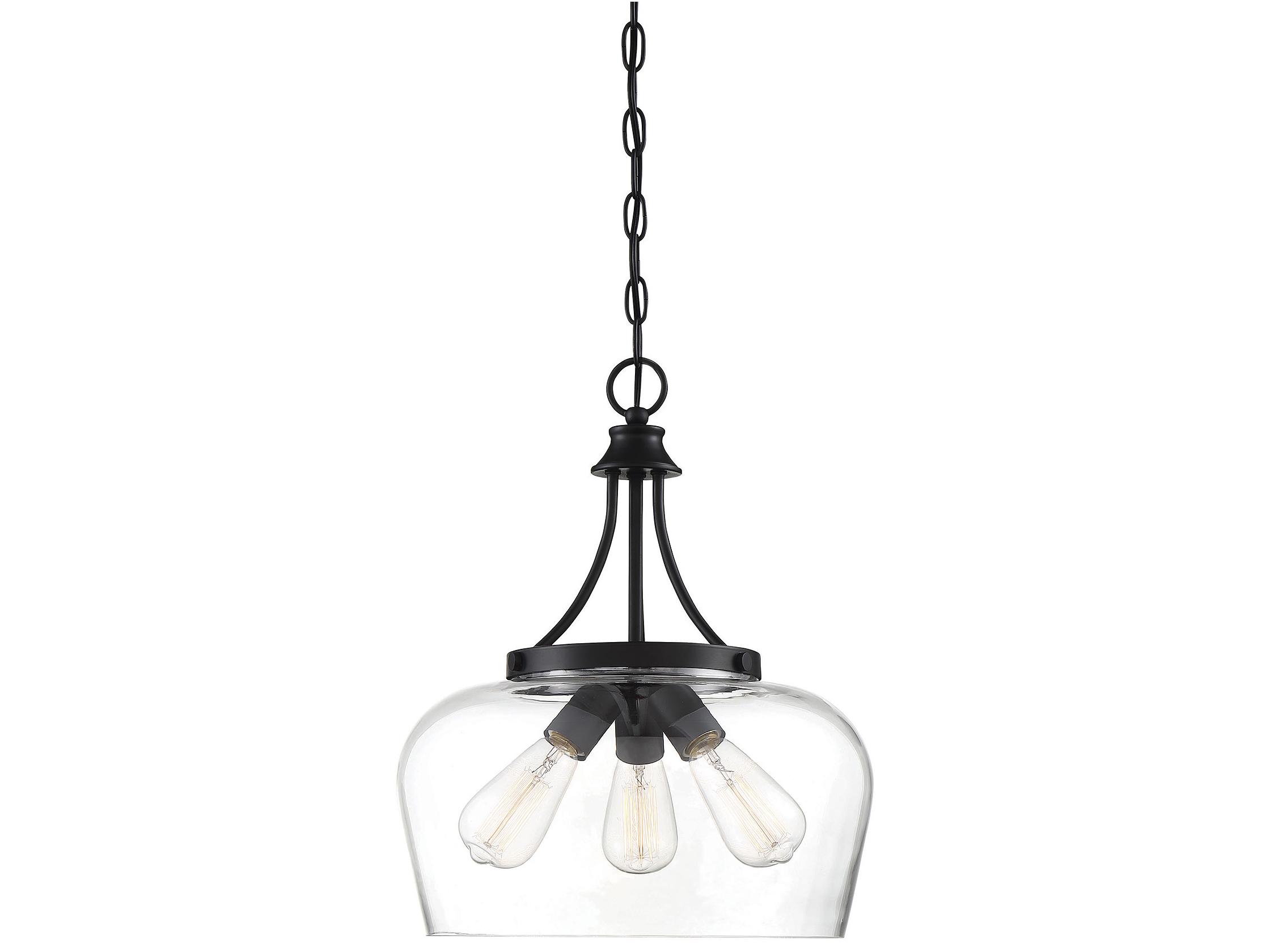 Savoy House Octave 3-Light Black Glass Bowl Pendant