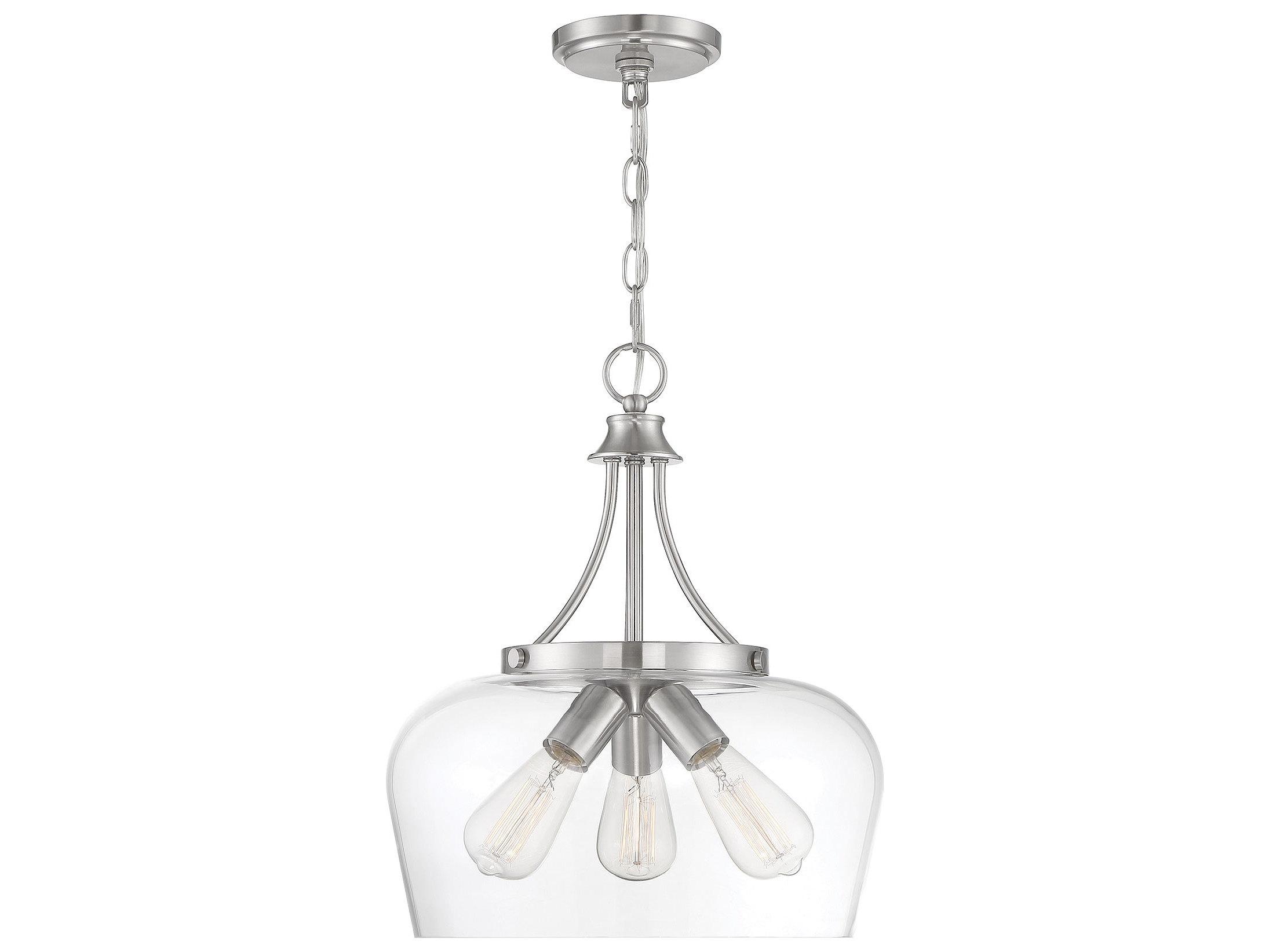 Savoy House Octave 3-Light Satin Nickel Glass Bowl Pendant
