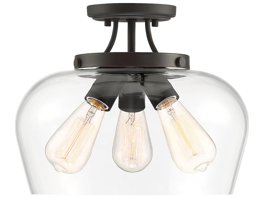 Savoy House Octave 3-Light English Bronze Glass Bowl Semi Flush Mount