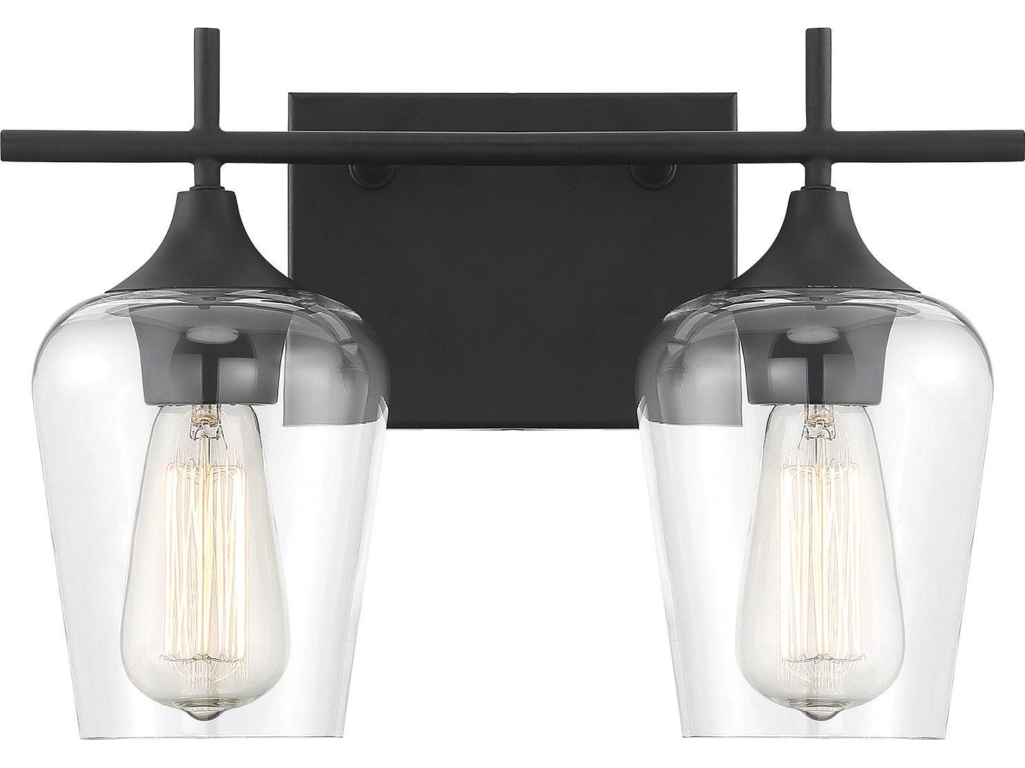 Savoy House Octave 2-Light Black Glass Vanity Light