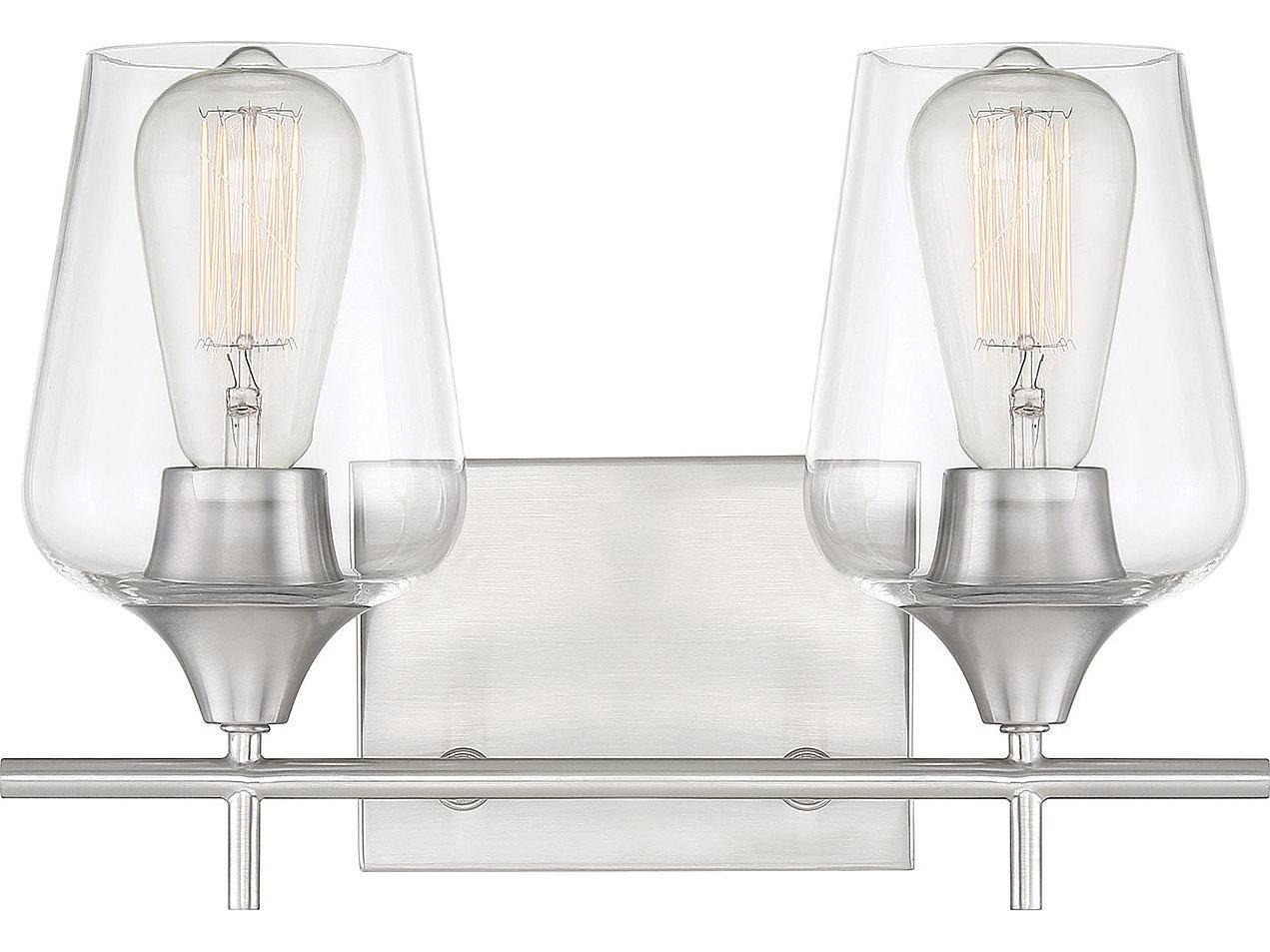 Savoy House Octave 2-Light Satin Nickel Glass Vanity Light