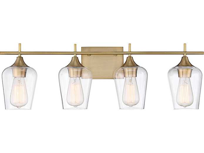 Savoy House Octave 4-Light Warm Brass Glass Vanity Light