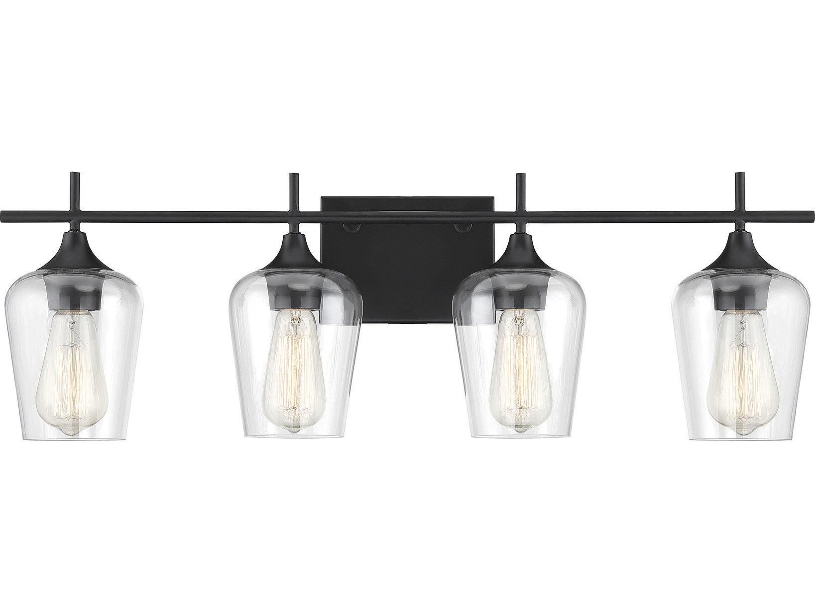 Savoy House Octave 4-Light Black Glass Vanity Light