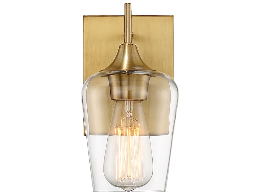 Savoy House Octave 1-Light Warm Brass Glass Wall Sconce