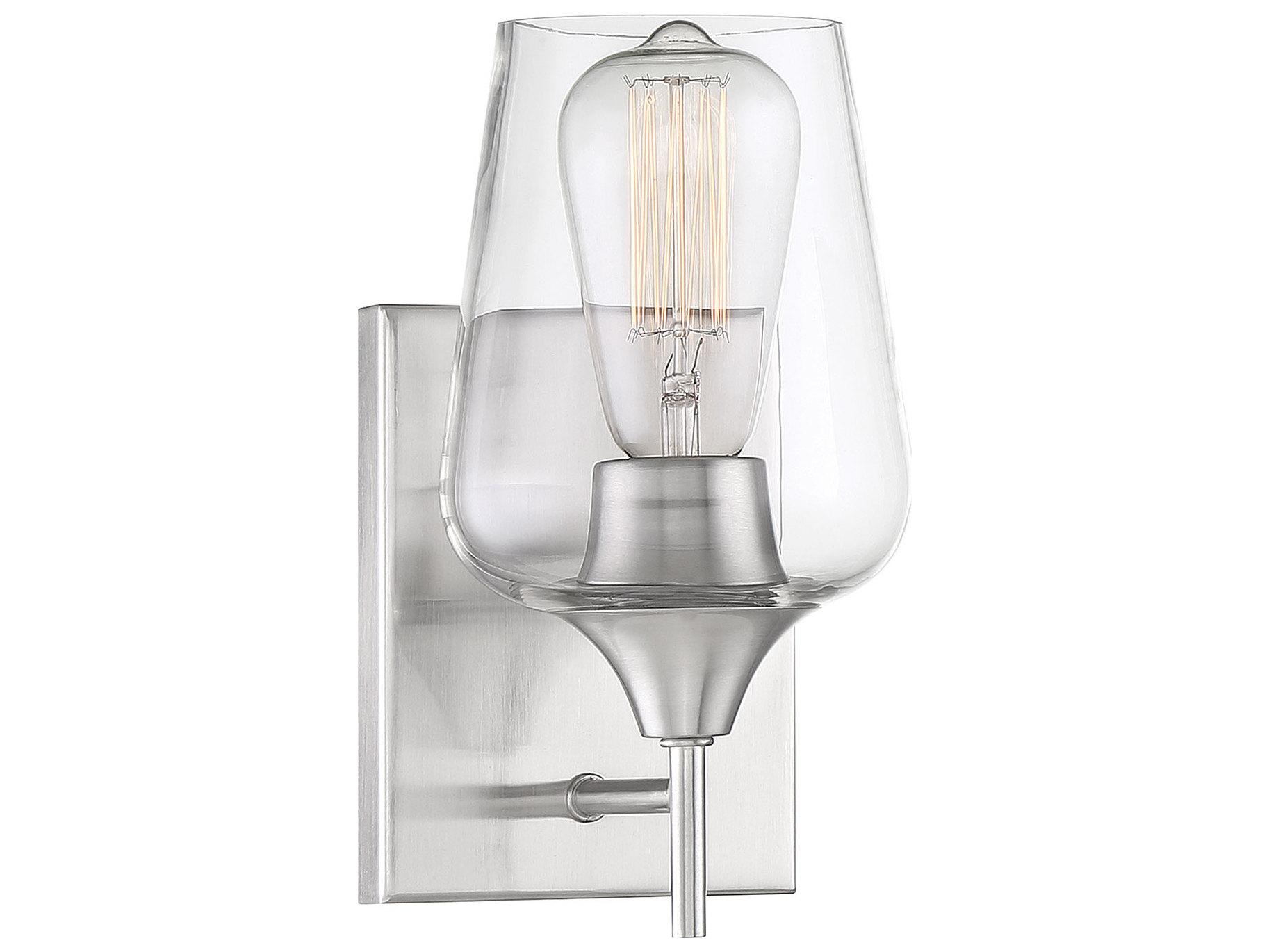 Savoy House Octave 1-Light Satin Nickel Glass Wall Sconce