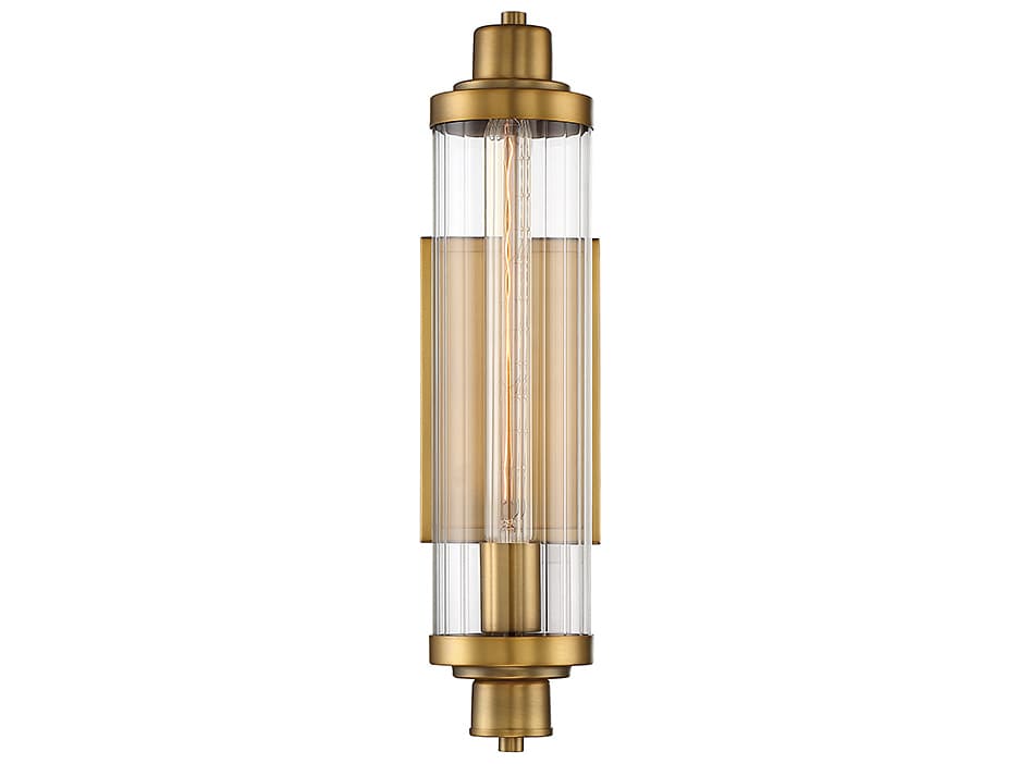 Savoy House Pike 1-Light Warm Brass Glass Wall Sconce