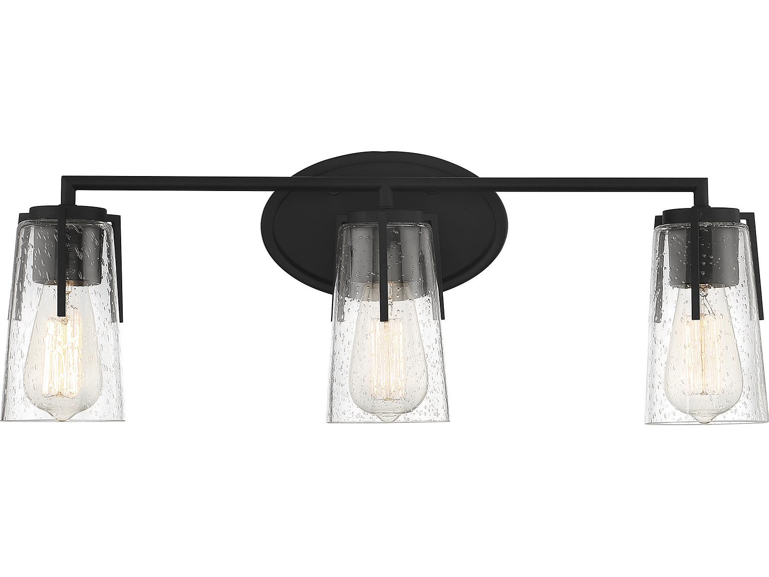 Savoy House Sacremento 3-Light Black Glass Vanity Light