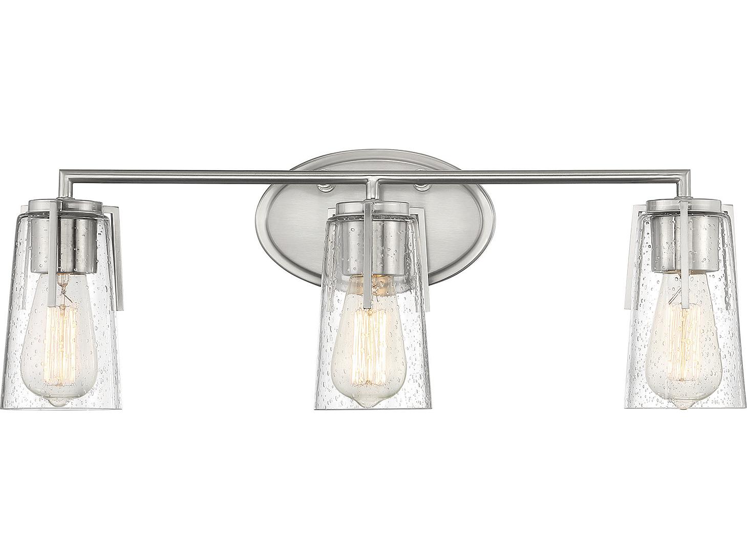 Savoy House Sacremento 3-Light Satin Nickel Glass Vanity Light