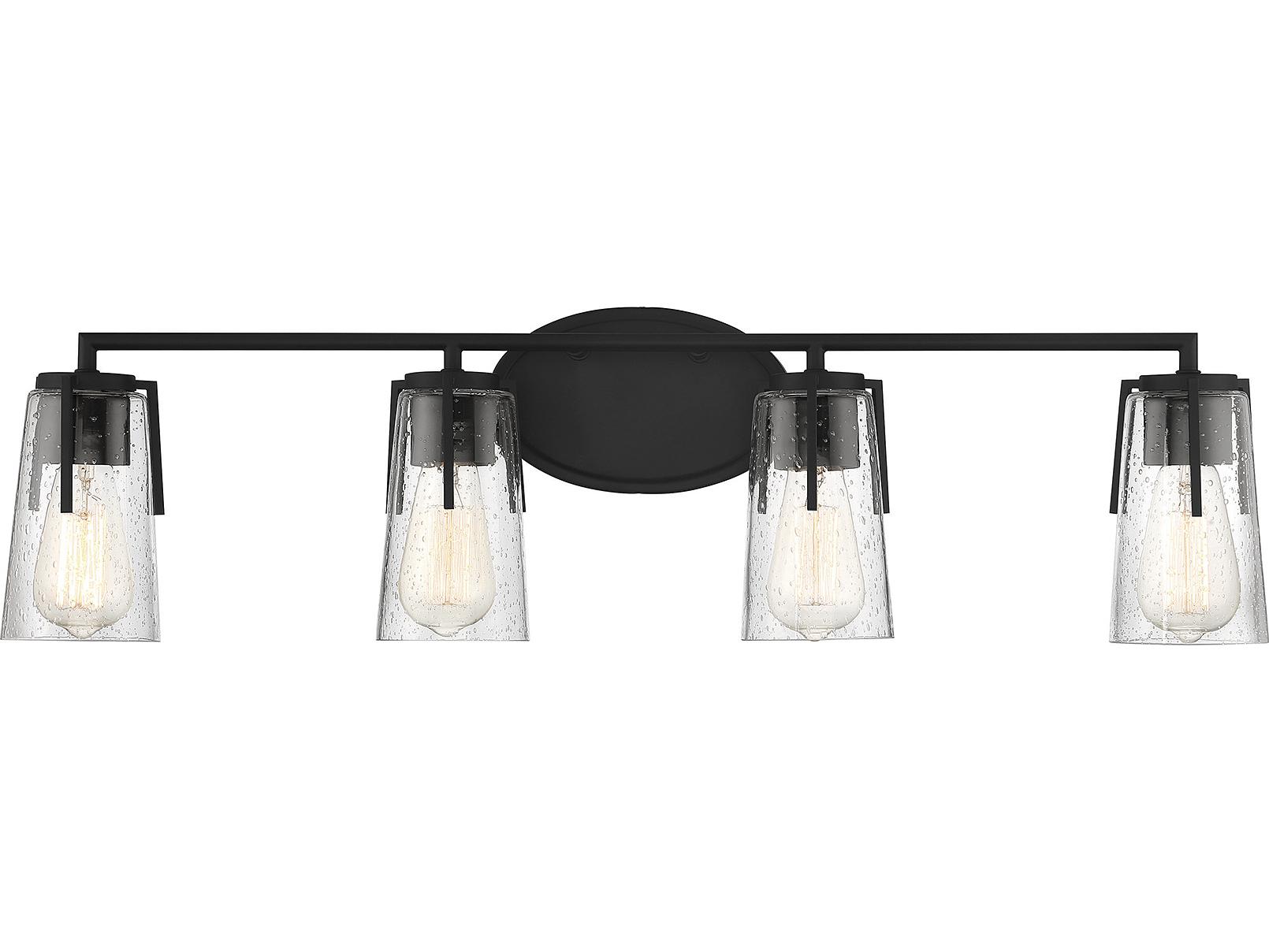 Savoy House Sacremento 4-Light Black Glass Vanity Light