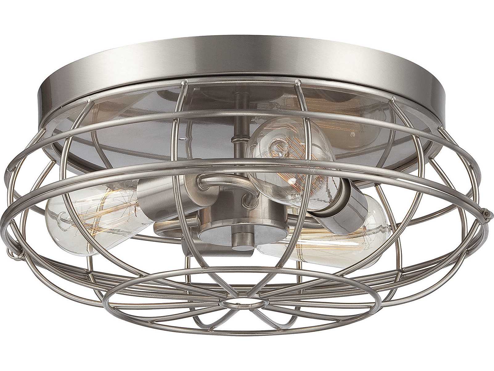 Savoy House Scout 3-Light Satin Nickel Pewter Cylinder Tiered Flush Mount