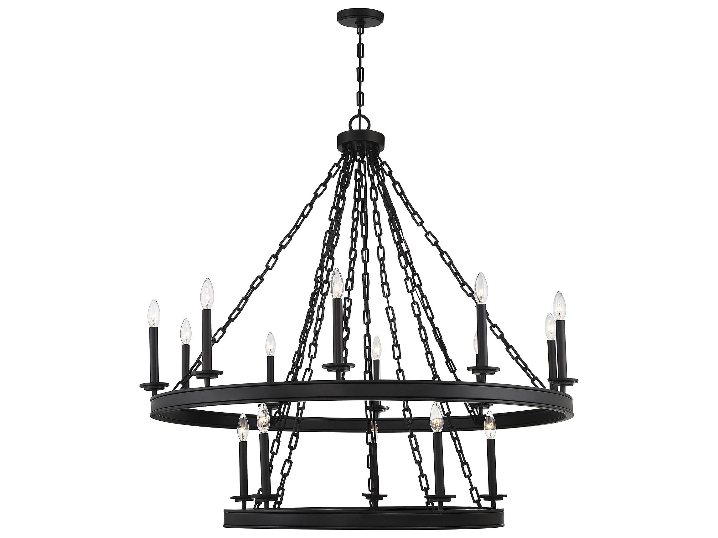 Savoy House Seville 15-Light Matte Black Candelabra Tiered Chandelier