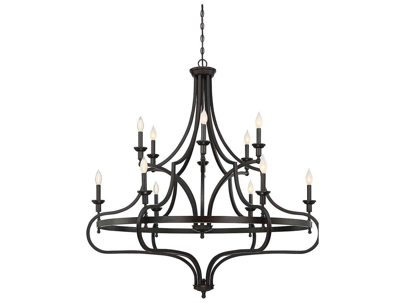 Savoy House Shields 12-Light English Bronze Candelabra Tiered Chandelier