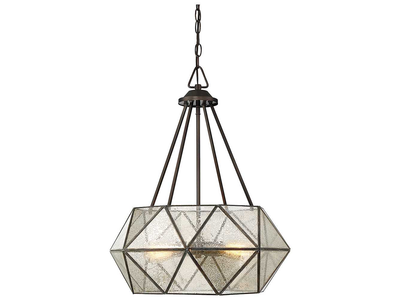 Savoy House Tartan 4-Light Oiled Burnished Bronze Glass Geometric Globe Pendant