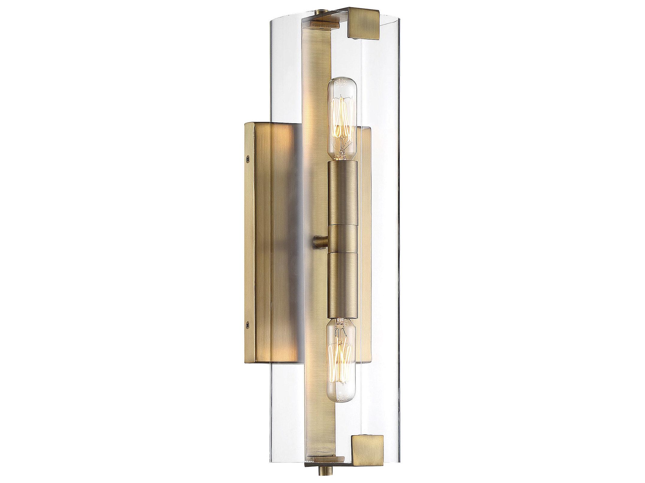 Savoy House Winfield 2-Light Warm Brass Glass Wall Sconce