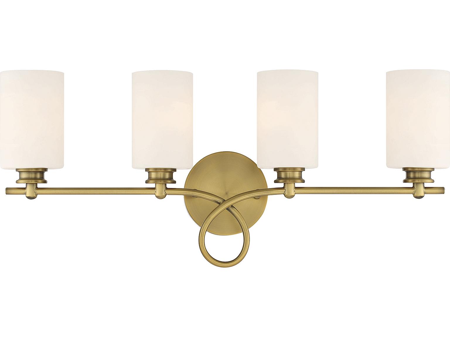 Savoy House Woodbury 4-Light Warm Brass Glass Vanity Light