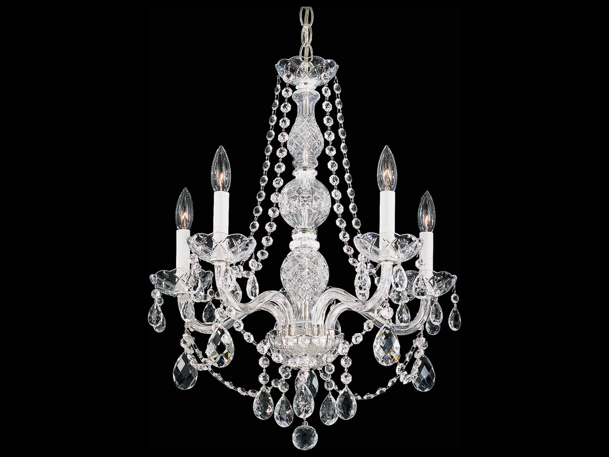 Schonbek Arlington 5-Light Polished Silver Crystal Candelabra Chandelier