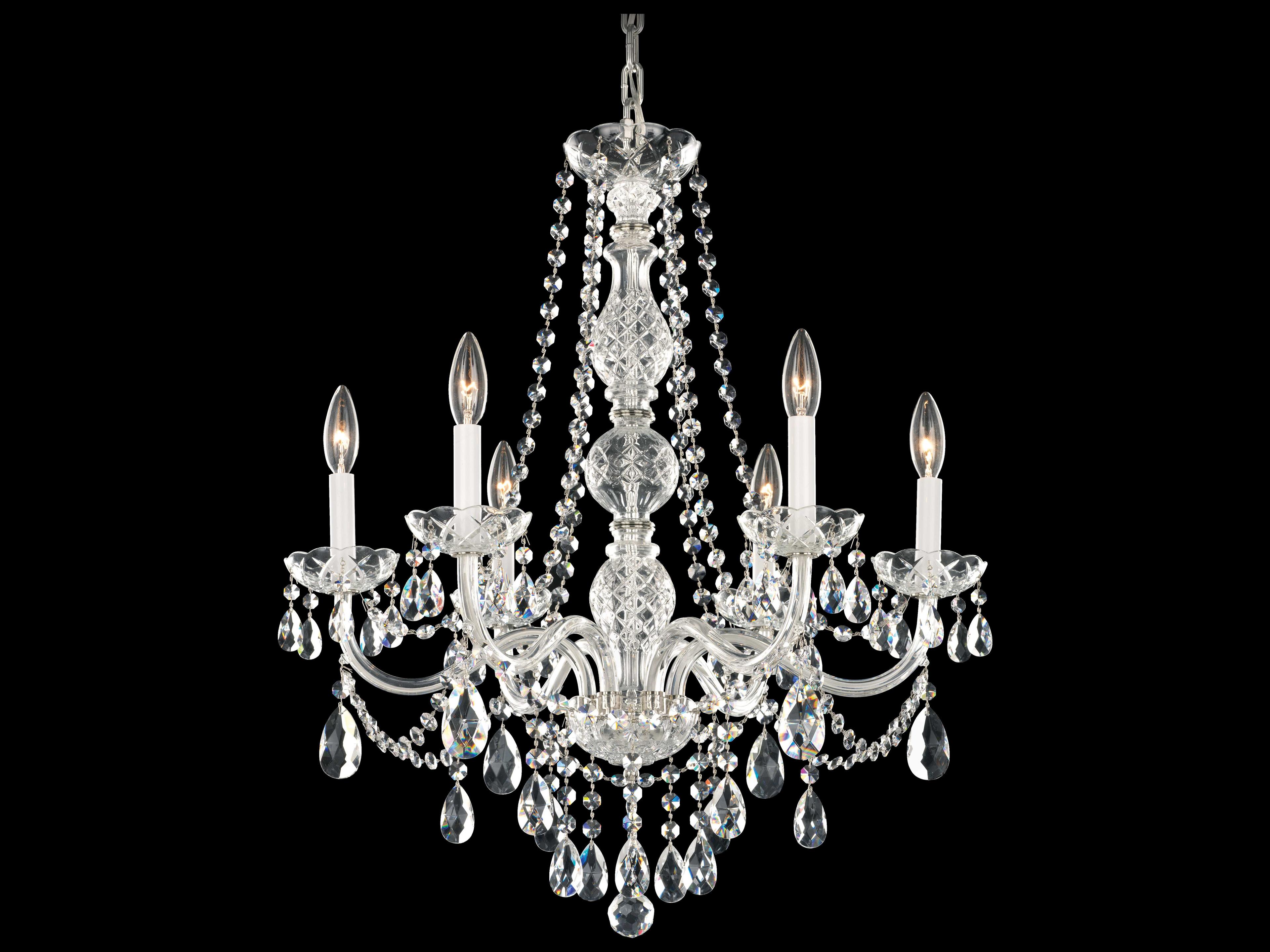 Schonbek Arlington 6-Light Polished Silver Crystal Candelabra Chandelier