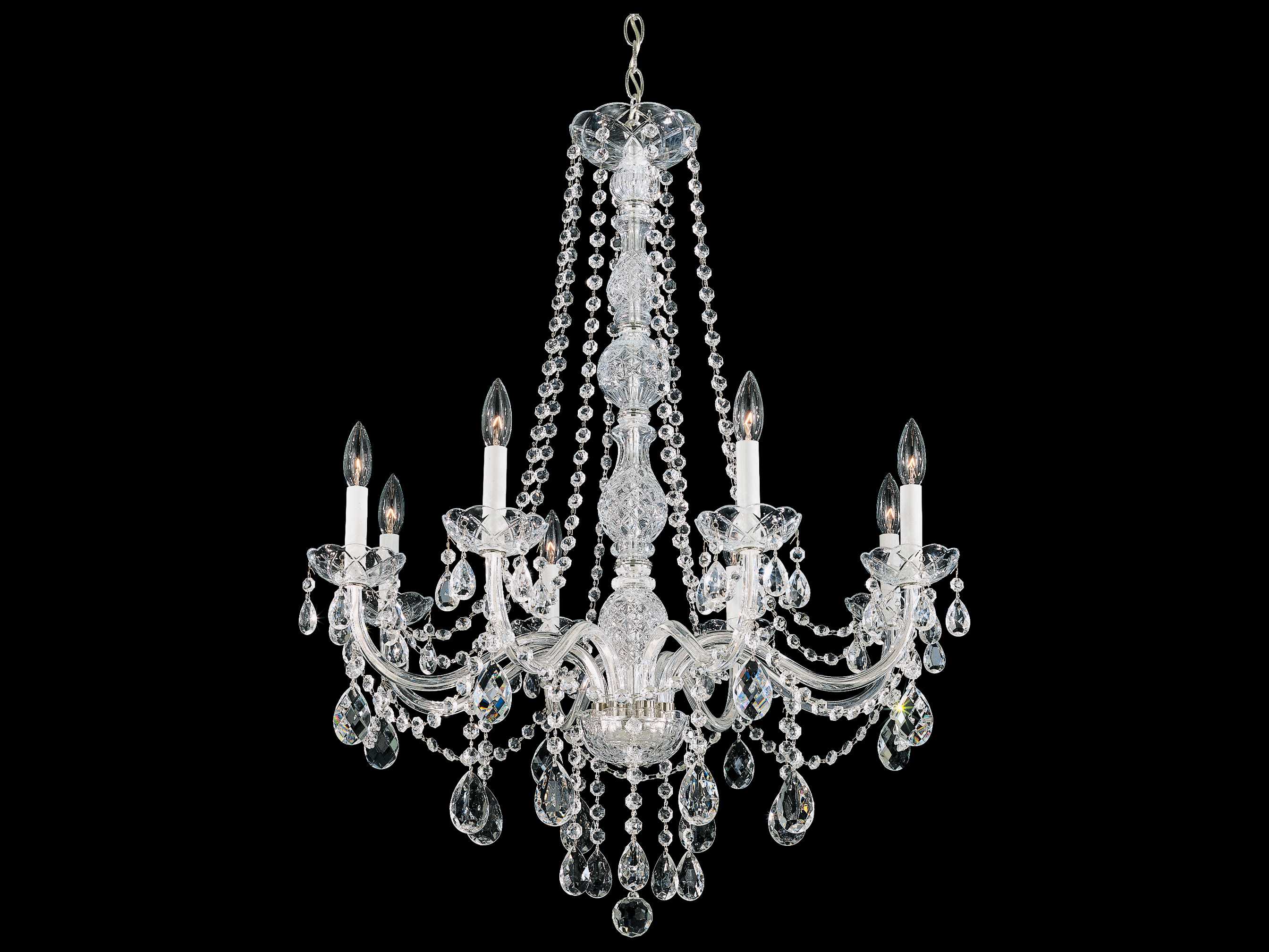 Schonbek Arlington 8-Light Polished Silver Crystal Candelabra Chandelier