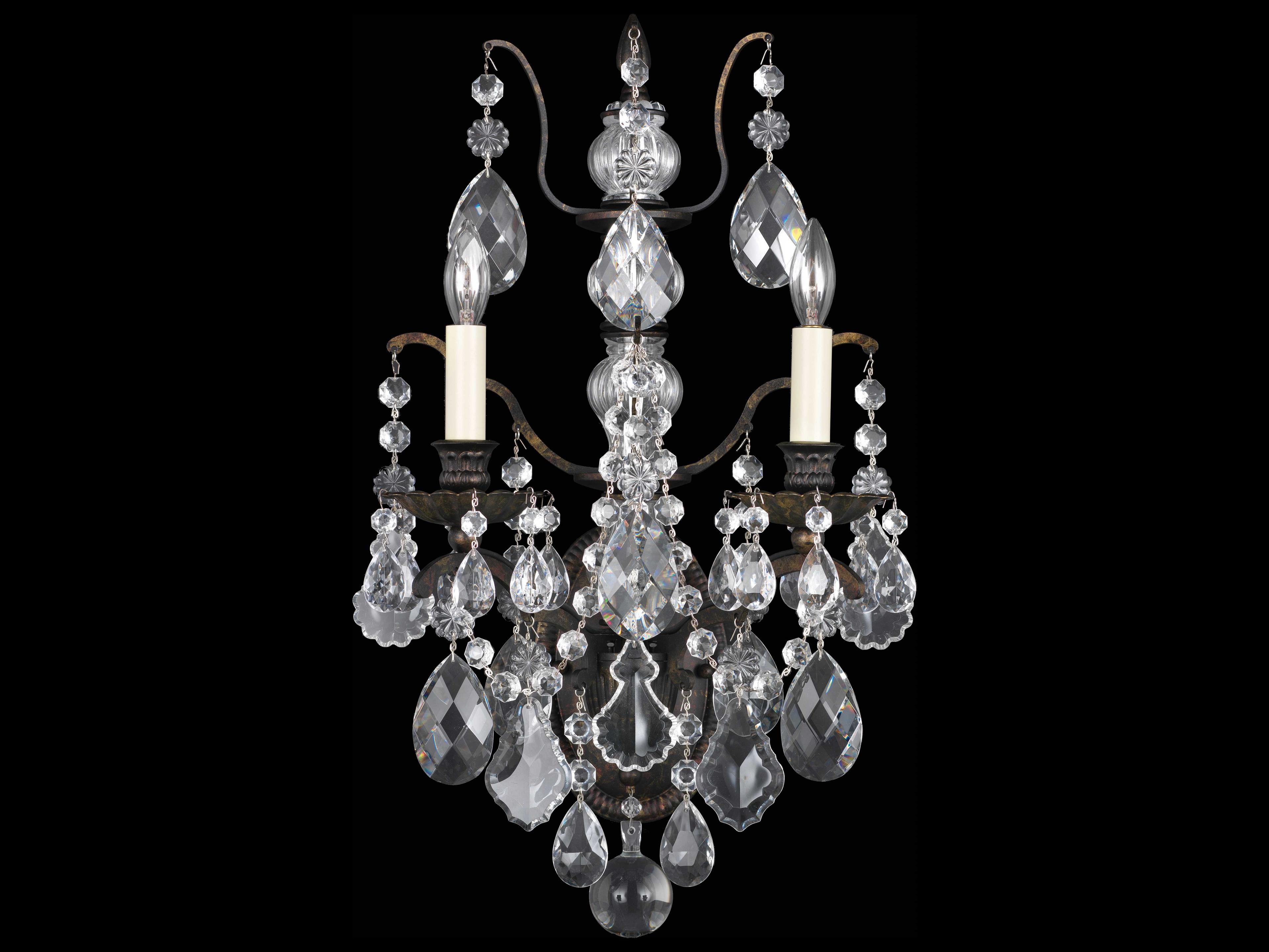 Schonbek Bordeaux 2-Light Bronze Crystal Wall Sconce