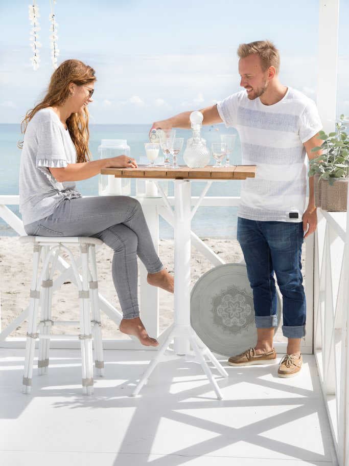 Sika Design Exterior Aluminum Dove White Salsa Patio Bar Stool