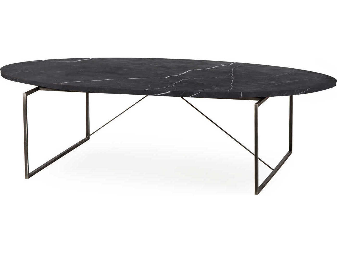 Sonder Living Georgina Oval Black Marble Coffee Table