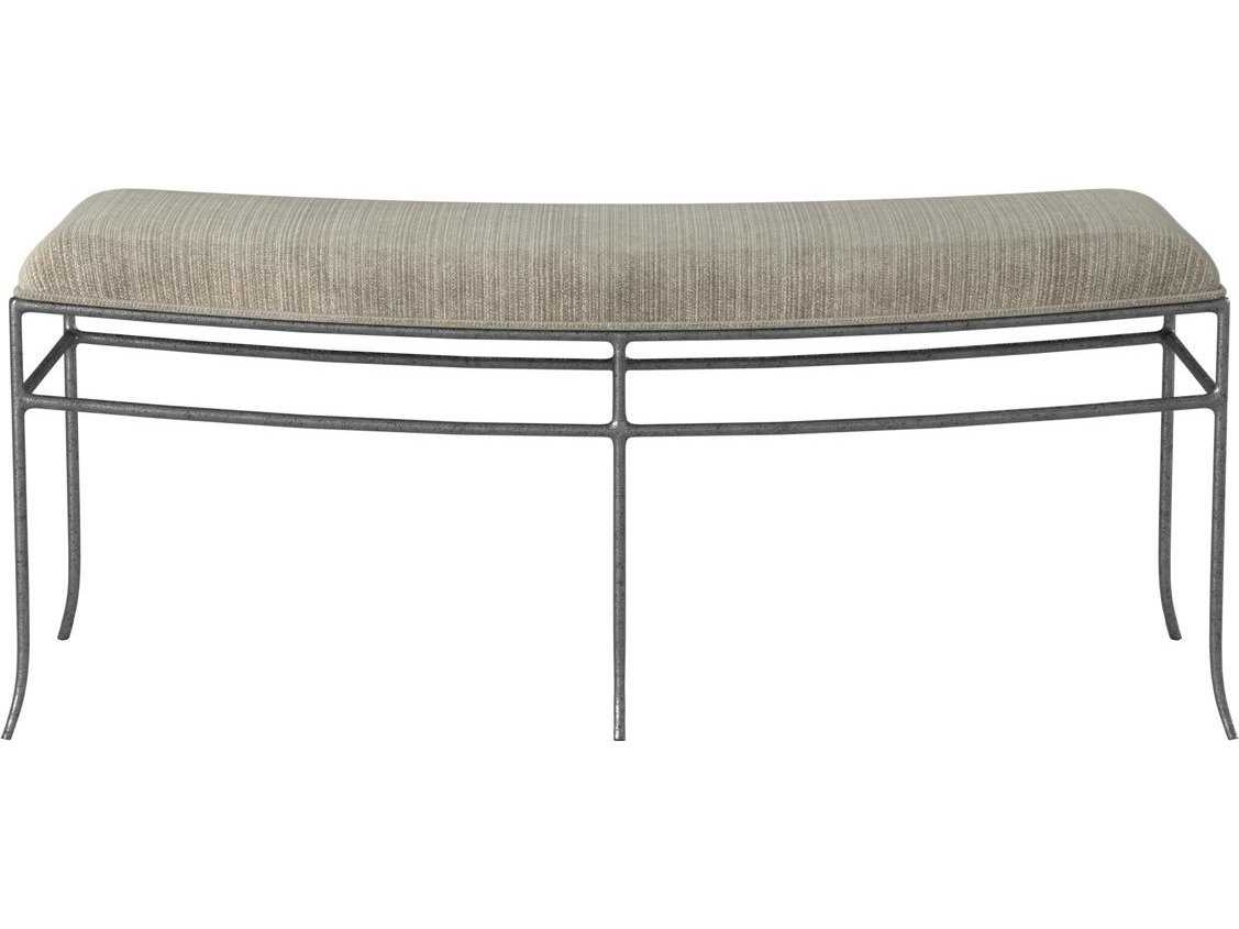 Stanley Furniture Cameron Hammered Pewter Gray Upholstered Accent Bench