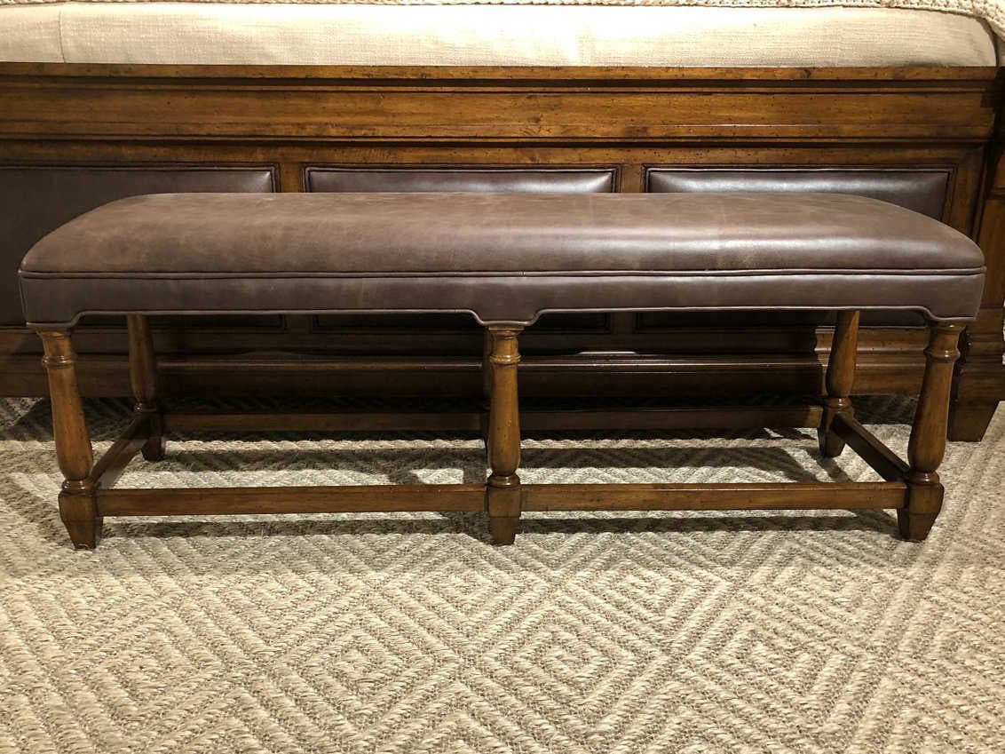Stanley Furniture Old Town Barrister Brown Leather Accent Bench